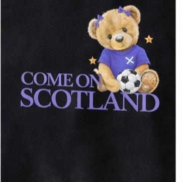 Children’s Come on Scotland supporting the football tops. Scotland’s 2026 football tops (with or without out hair bow in bears hair)
