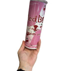 Cherry 20oz Pink and White Tumbler for Hot and Cold Drinks with Lid and Straw Ideal for On-the-Go Beverage Enthusiasts Drinkware Flasks Water Bottles