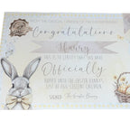 Pink, blue or yellow certificate personalised from the Easter bunny
