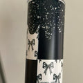 Black and white glitter effect 20oz tumbler for hot and cold drinks with lid and straw