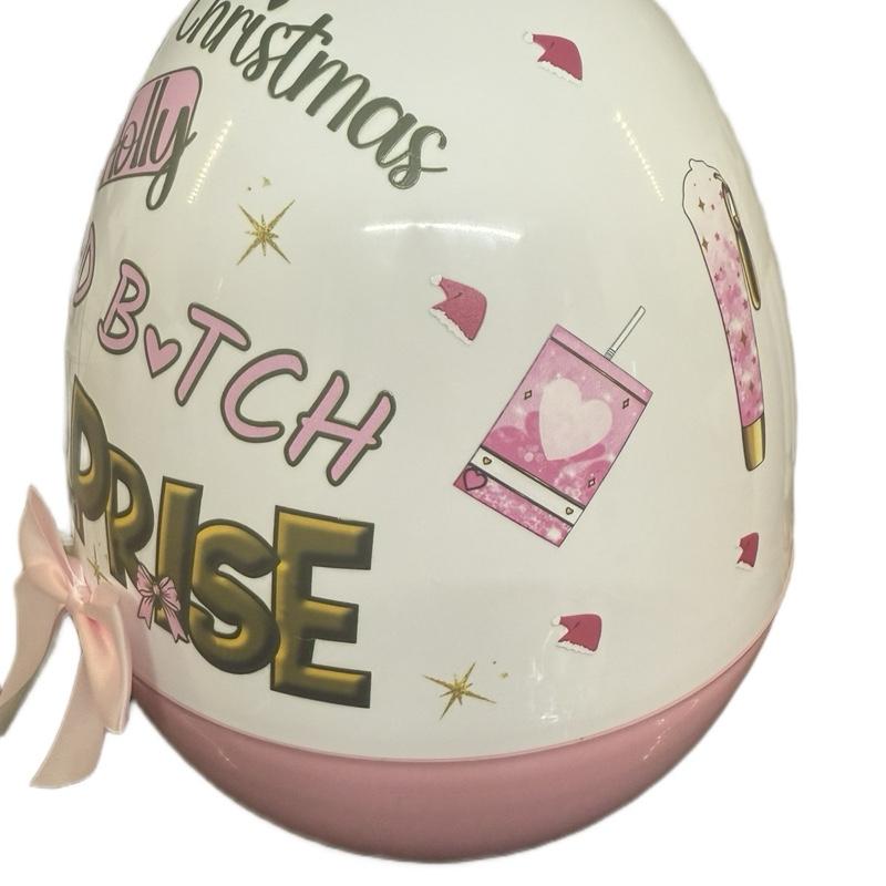Personalised Pinkmas Surprise 16inch Jumbo Egg Makeup Themed Christmas Gift with Bow