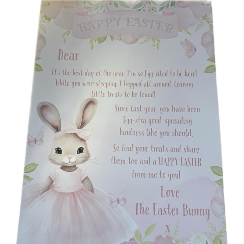 Personalised blue or pink letters from the Easter bunny