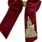 6inch Personalised Hair Bows with Sliding Clip on the Back - Gold Trim & Christmas Design