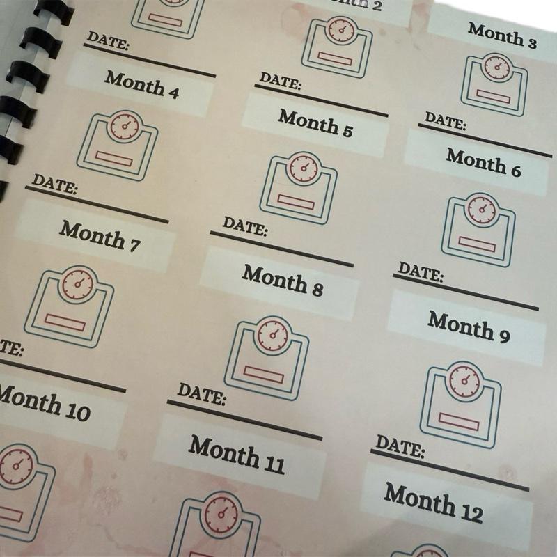 weight loss planner/journal with 15 different pages included to keep you on track