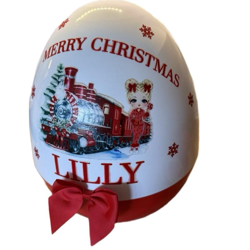 Personalised Christmas themed jumbo plastic egg