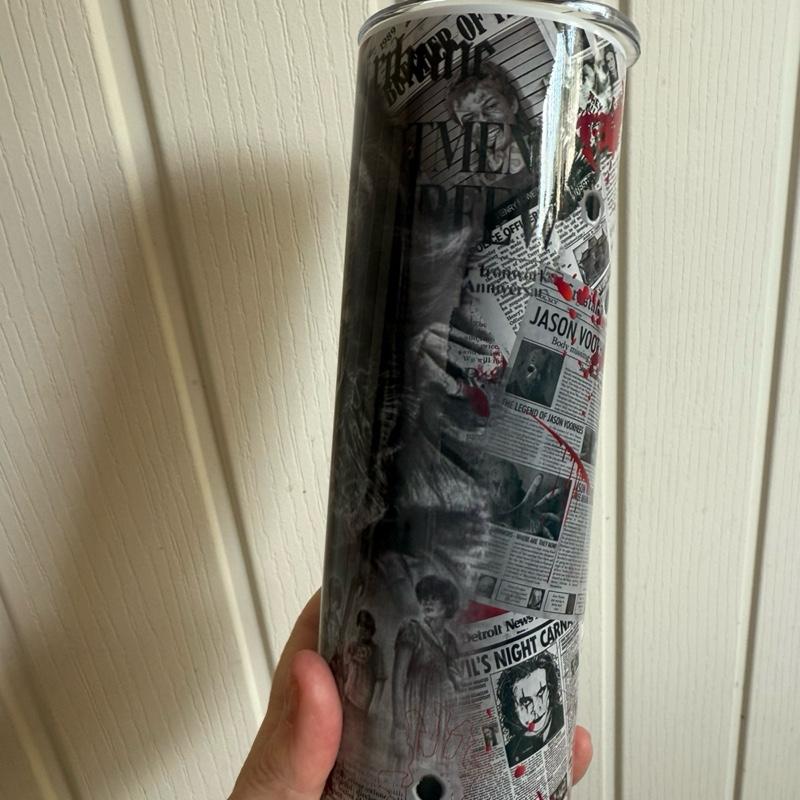 Scary Halloween clown 20oz tumbler with lid and straw and for hot and cold drinks