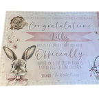 Pink, blue or yellow certificate personalised from the Easter bunny