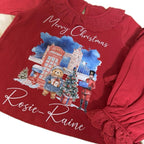 Girls children’s Red Christmas pyjamas London bear themed personalised