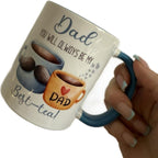 Dad 11oz Ceramic Mug with Blue Handle & Blue Inside Perfect Father’s Day Gift for Dad Stylish Drinkware Beverage Cup Reusable Washable Coffee tea