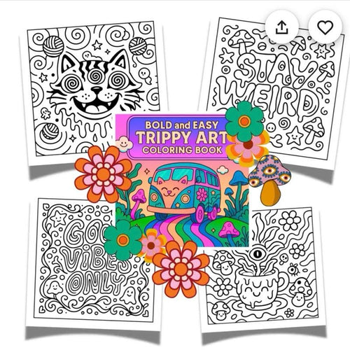 Bold and easy trippy art colouring book