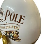 Personalised Gold North Pole 16inch Christmas Fillable Egg with Express Delivery Train Design and Gold Bow