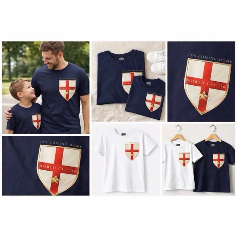 Adults and childrens football themed t shirts in support of the 2026 World Cup