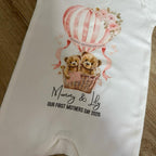 First Mother's Day Personalised Baby Grow Baby Romper with Teddy Bears Design Can Be Customised with Any Names