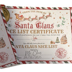 Santa Claus Nice List Certificate Personalised Printed on Thick Textured Quality Paper with Gold Medal Christmas Decoration