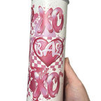 Xoxo Love Pink 20oz Tumbler with Lid and Straw - Stylish Heart Design for Everyday Use