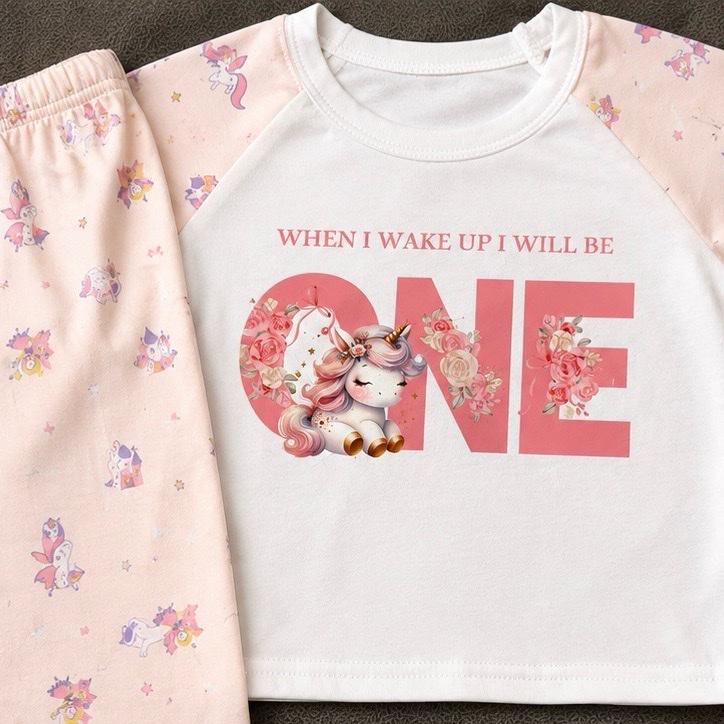 Unicorn Pyjamas 'When I Wake Up I Will Be One' with Fairy Themed Arms and Trousers for Kids. Can be personalised by leaving a note at checkout or dropping me a message once ordered