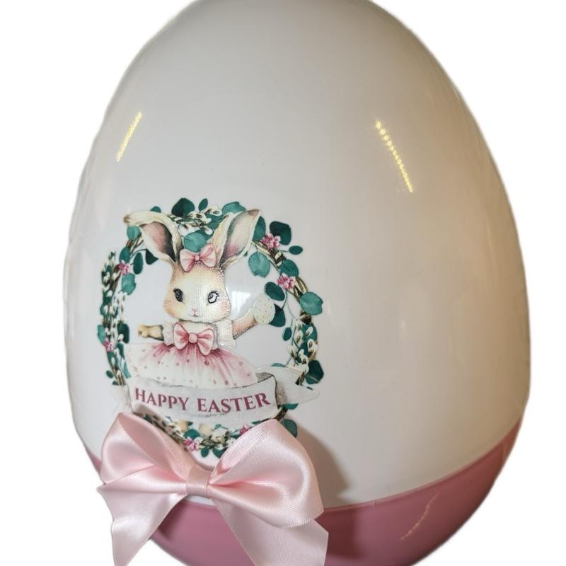 Personalised Blue or pink bunny themed jumbo 16 inch egg to fill with gifts (egg comes empty)
