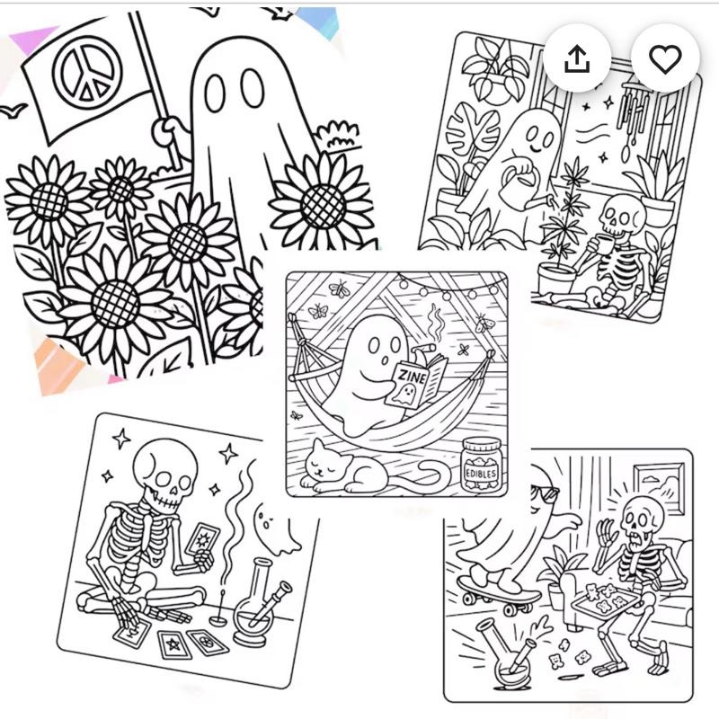 Funny horror colouring books 3 to choose from cute serial killer, spooky stoner and Halloween stoner