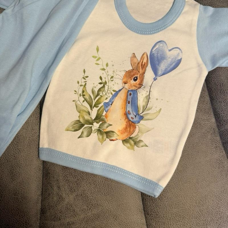 New baby bunny pyjamas making them a lovely gift to celebrate a newborn available in sizes 0-3 and 3-6 months can also add a name to them by leaving a note at the checkout or messaging me once ordered