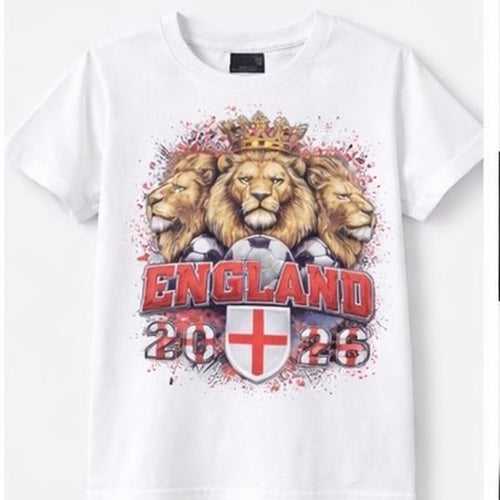 Adults three lions football themed t-shirt. Football top In support of the 2026 World Cup