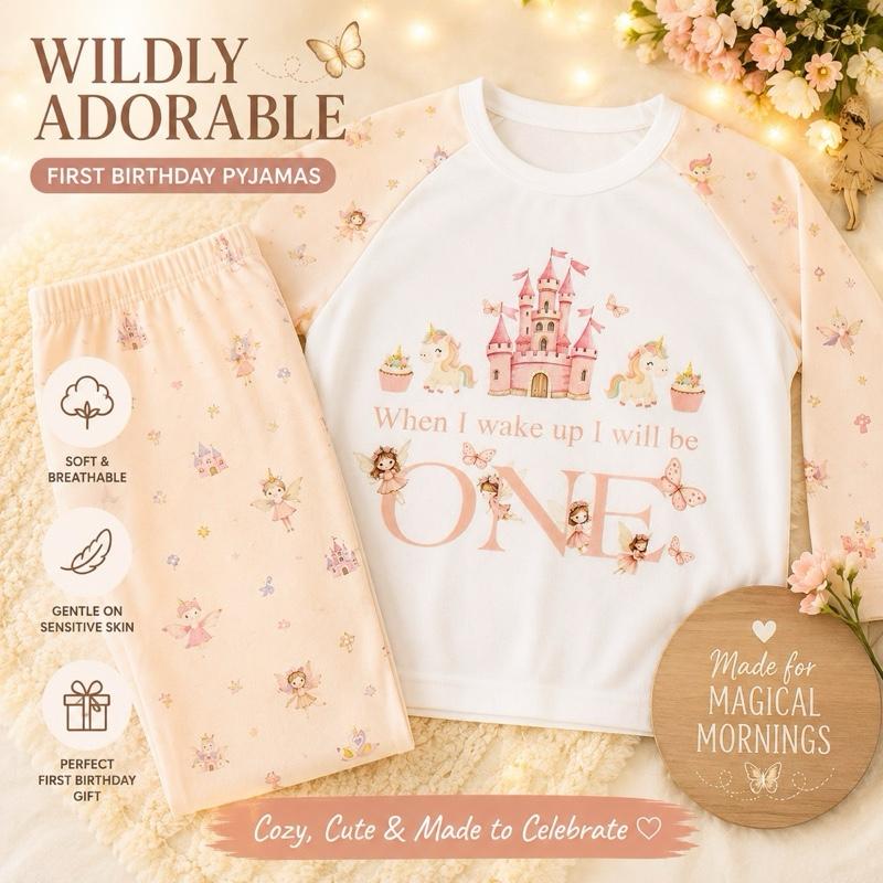 Pink personalised fairy princess, when I wake up pyjamas, birthday pyjamas, girls pyjamas, long sleeved and trousers, fairy’s on sleeves and trousers. Leave a note at checkout or send me a message if you would like to add a name