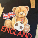 England football themed children’s t shirt personalised for boys and girls perfect to wear to watch the World Cup. Organic cotton