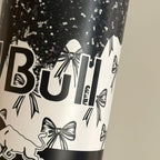 Black and white glitter effect 20oz tumbler for hot and cold drinks with lid and straw