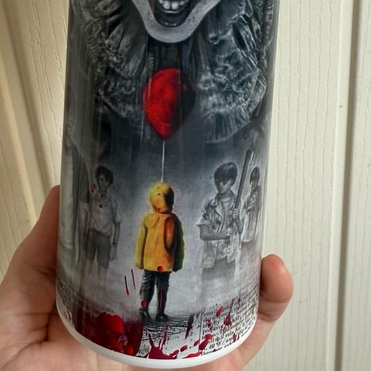 Scary Halloween clown 20oz tumbler with lid and straw and for hot and cold drinks