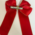 6inch Personalised Hair Bows with Sliding Clip on the Back - Gold Trim & Christmas Design
