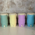250ml slim can holders can hold the very popular drink that gives you wings. Available in 4 beautiful pastel colours and has a straw hole at the top. Can be personalised with any name by leaving a note at checkout or sending me a message once ordered.