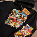 Wild West dog black hoody for children, picture detail is on the chest and the back of the one arm. The hoodie is made from organic cotton