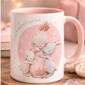 Love You to the Moon and Back Mug with Pink Handle Perfect Mother's Day Gift Featuring Adorable Bunny Design