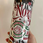 20oz North Pole hot chocolate tumbler with flat lid and straw Drinkware Flasks Beverage Insulation Bottles Water Bottles Portable Mug