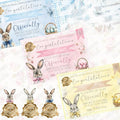 Pink, blue or yellow certificate personalised from the Easter bunny