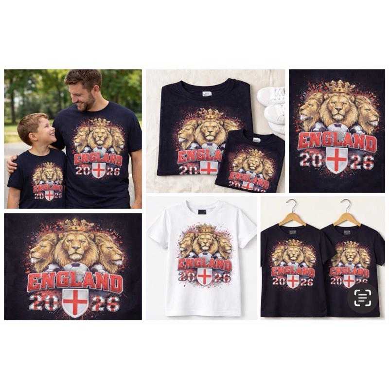 Childrens sized three lions football t shirt in support of the 2026 World Cup