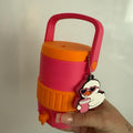 Pink and orange can cooler, can holder with can opener and straw topper. Name can be added if send me name in message after ordering or leave a note at checkout