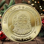 Christmas Santa gold wishing coin in a protective case