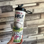 Golf Themed 20oz Double Walled Insulated Tumbler for Hot and Cold Drinks with Flip Up Lid Perfect for Golfers
