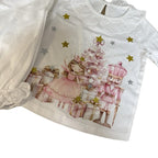 Young Girls Christmas Princess and Nutcracker Pyjamas Can Have Any Text Added with Festive Design and Stars