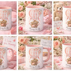 1st Mother’s Day 11oz personalised mug with cute teddies and hot air balloon
