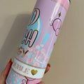 Lilac and blue 20oz personalised tumbler with lid and straw for hot and cold drinks