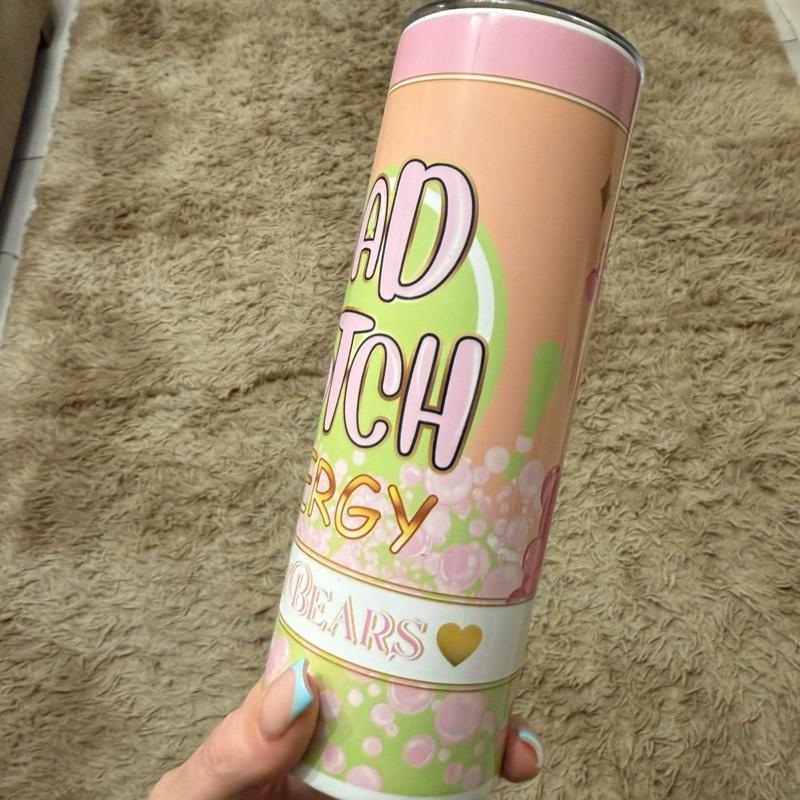 Candy bear 20oz tumbler with lid and straw for hot and cold drinks