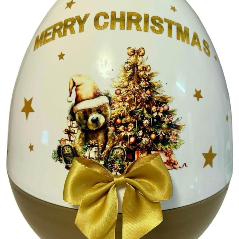 Personalised White and gold 16 inch jumbo egg perfect for filling with Christmas gifts