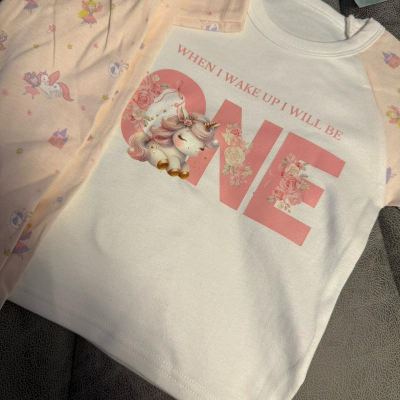 Unicorn Pyjamas 'When I Wake Up I Will Be One' with Fairy Themed Arms and Trousers for Kids. Can be personalised by leaving a note at checkout or dropping me a message once ordered