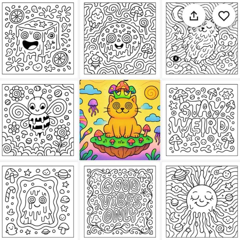 Bold and easy trippy art colouring book