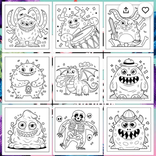 Bold and easy creepy monster colouring book