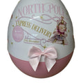 Northpole Express Delivery Personalised Christmas themed Jumbo Plastic Egg with Lapland Design & Pink Bow