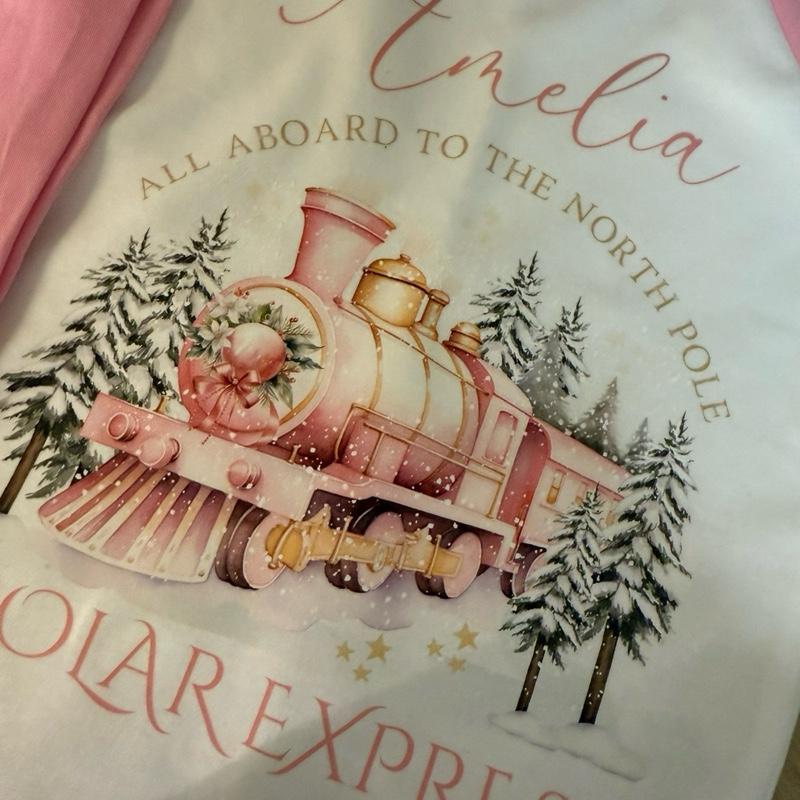 Pink or blue north pole personalised Christmas pyjamas
