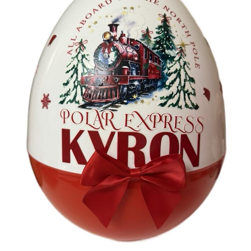 Red 16 inch jumbo Christmas train themed egg-perfect for filling with Christmas gifts