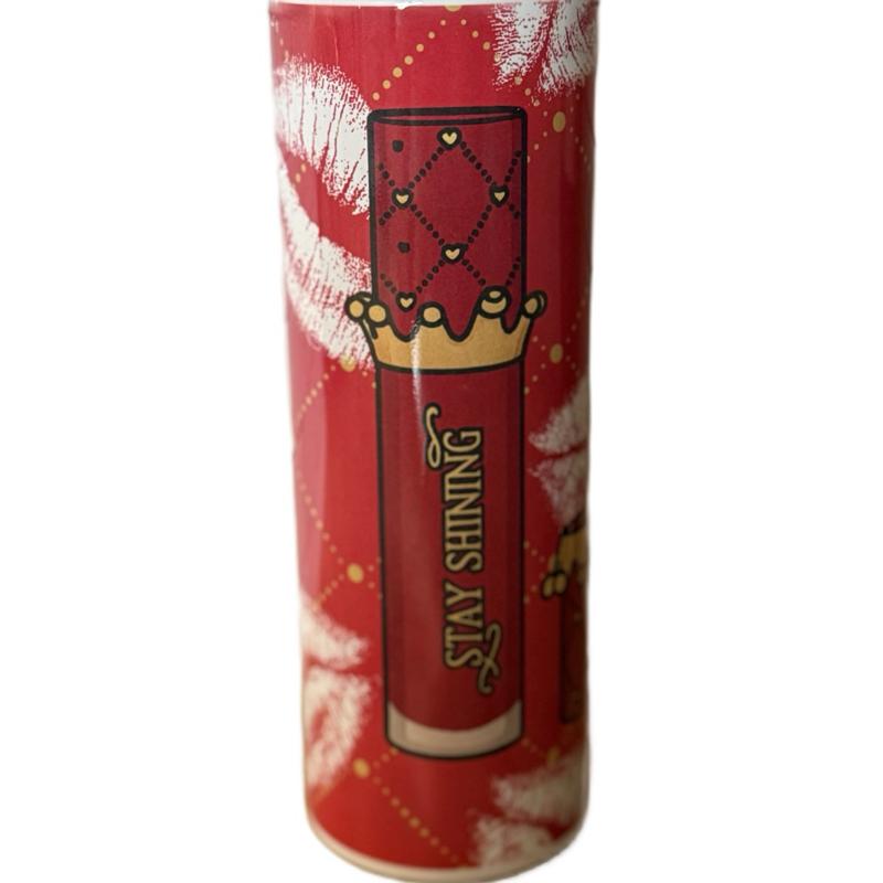 Stay Shining Red Lips Makeup Themed 20oz Tumbler Double Walled Insulated Drinkware Mug Bottles Cup Lid Straw Beverage Flasks Bottled Portable